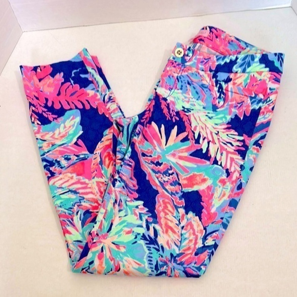 Lilly Pulitzer Kelly Skinny High Rise Ankle Pant Tropical Vacation Size 2 EUC